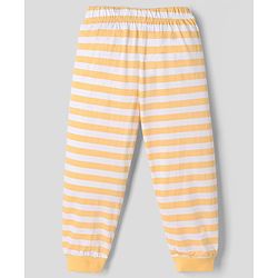 Babyhug Disney Single Jersey Knit Full Sleeves T-Shirt & Striped Pyjama Nightsuit with Winnie The Pooh Graphic - White
