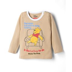 Babyhug Disney Single Jersey Knit Full Sleeves T-Shirt & Pyjama Night Suit Set With Winnie The Pooh Graphic & Text Print - Beige