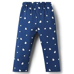 Babyhug Disney Single Jersey Knit Full Sleeves T-Shirt & Pyjama Night Suit with Heart & Minnie Mouse Family Graphics - Navy Blue