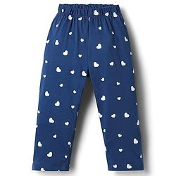 Babyhug Disney Single Jersey Knit Full Sleeves T-Shirt & Pyjama Night Suit with Heart & Minnie Mouse Family Graphics - Navy Blue