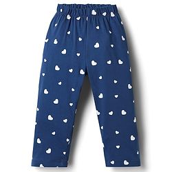 Babyhug Disney Single Jersey Knit Full Sleeves T-Shirt & Pyjama Night Suit with Heart & Minnie Mouse Family Graphics - Navy Blue