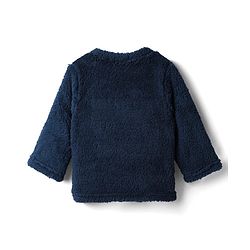 Babyhug Cotton Mixes Velour Knit Full Sleeves T-Shirt & Pajama Night Suit with Bear Patch - Navy Blue
