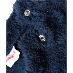 Babyhug Cotton Mixes Velour Knit Full Sleeves T-Shirt & Pajama Night Suit with Bear Patch - Navy Blue