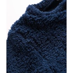 Babyhug Cotton Mixes Velour Knit Full Sleeves T-Shirt & Pajama Night Suit with Bear Patch - Navy Blue