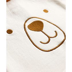 Babyhug Cotton Knit Full Sleeves T-Shirt & Pyjama Winter Wear Night Suit with Bear Embroidery - Orange