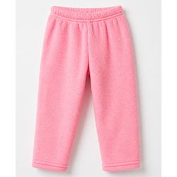 Babyhug Velour Cotton Mix Knit Full Sleeves Winter Wear Night Suit With Text & Cloud Print - Pink
