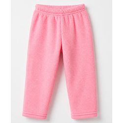 Babyhug Velour Cotton Mix Knit Full Sleeves Winter Wear Night Suit With Text & Cloud Print - Pink