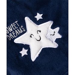 Babyhug Velour Knit Full Sleeves T-Shirt & Pyjama Winter Wear Night Suit with Star Patch - Navy Blue