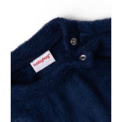 Babyhug Velour Knit Full Sleeves T-Shirt & Pyjama Winter Wear Night Suit with Star Patch - Navy Blue