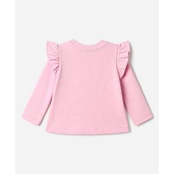 Babyhug Disney 100% Cotton Knit Full Sleeves T-Shirt with Frill Sleeves and Minnie Mouse Print - Light Pink