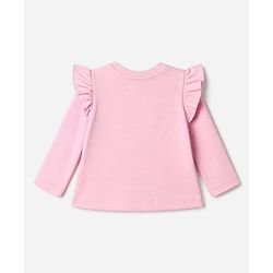 Babyhug Disney 100% Cotton Knit Full Sleeves T-Shirt with Frill Sleeves and Minnie Mouse Print - Light Pink