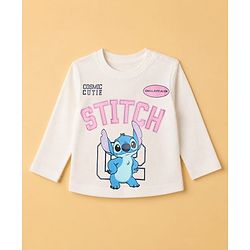 Babyhug Disney 100% Cotton Single Jersey Knit T-Shirts with Full Sleeves and Stitch Print in White
