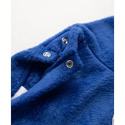 Babyhug Cotton Mixes Velour Full Sleeves T-Shirt & Pajama Night Suit with Polar Bear Patch - Navy Blue