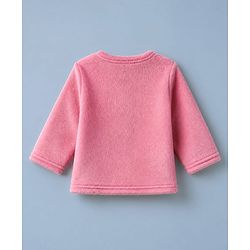 Babyhug Cotton Mixes Knit Full Sleeves Front Open T-Shirt & Pajama Night Suit with Bunny Patch - Pink