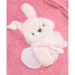 Babyhug Cotton Mixes Knit Full Sleeves Front Open T-Shirt & Pajama Night Suit with Bunny Patch - Pink