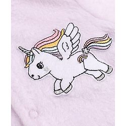 Babyhug Cotton Mixes Knit Full Sleeves Front Open Winter Night Suit with Unicorn Patch - Lilac