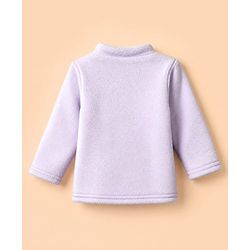 Babyhug Cotton Mixes Knit Full Sleeves Front Open Winter Night Suit with Unicorn Patch - Lilac