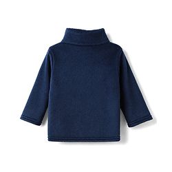 Babyhug Cotton Mixes Velour Knit Full Sleeves Front Open T-Shirt & Pajama Winter Night Suit with Teddy Bear Patch - Navy Blue