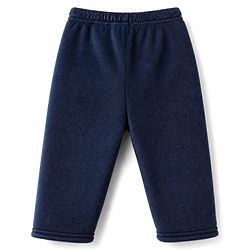 Babyhug Cotton Mixes Velour Knit Full Sleeves Front Open T-Shirt & Pajama Winter Night Suit with Teddy Bear Patch - Navy Blue