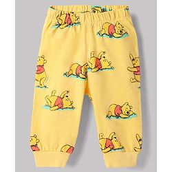 Babyhug Disney 100% Cotton Single Jersey Knit Full Sleeves T-Shirt & Pajama Night Suit with Winnie the Pooh Graphic Print - White & Yellow