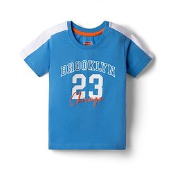 Babyhug Single Jersey Knit Half Sleeves T-Shirt & Shorts Set Brooklyn Print - Blue