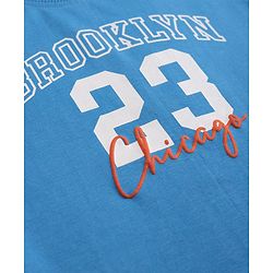 Babyhug Single Jersey Knit Half Sleeves T-Shirt & Shorts Set Brooklyn Print - Blue