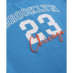 Babyhug Single Jersey Knit Half Sleeves T-Shirt & Shorts Set Brooklyn Print - Blue