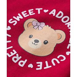 Babyhug Cotton Single Jersey Knit Frock and Bloomer with Half Sleeves and Bear Print in Red