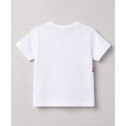 Babyhug 100% Cotton Knit Half Sleeves Text Printed T-Shirt & Shorts Set - White & Navy Blue