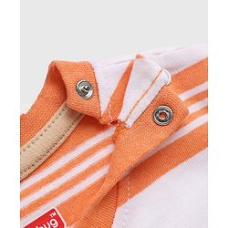 Babyhug 100% Cotton Knit Half Sleeves T-Shirt and Shorts with Stripes and Team Player Print - Orange