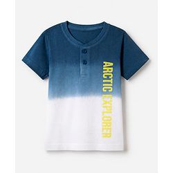 Babyhug 100% Cotton Single Jersey Knit Half Sleeves T-Shirt and Shorts Set With Text Print - Blue & Yellow