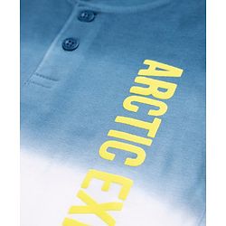 Babyhug 100% Cotton Single Jersey Knit Half Sleeves T-Shirt and Shorts Set With Text Print - Blue & Yellow