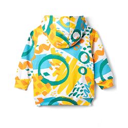 Babyhug 100% Cotton Terry Knit Full Sleeves Hooded T-Shirt & Jogger Set Abstract Print - Yellow Blue