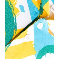 Babyhug 100% Cotton Terry Knit Full Sleeves Hooded T-Shirt & Jogger Set Abstract Print - Yellow Blue