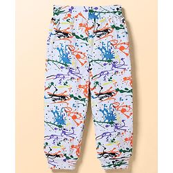 Babyhug 100% Cotton Terry Knit Full Sleeves Co-Ords Abstract Printed T-Shirt & Pant Set - White