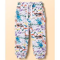 Babyhug 100% Cotton Terry Knit Full Sleeves Co-Ords Abstract Printed T-Shirt & Pant Set - White