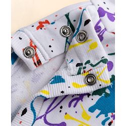 Babyhug 100% Cotton Terry Knit Full Sleeves Co-Ords Abstract Printed T-Shirt & Pant Set - White
