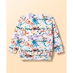 Babyhug 100% Cotton Terry Knit Full Sleeves Co-Ords Abstract Printed T-Shirt & Pant Set - White