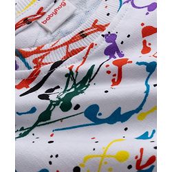 Babyhug 100% Cotton Terry Knit Full Sleeves Co-Ords Abstract Printed T-Shirt & Pant Set - White