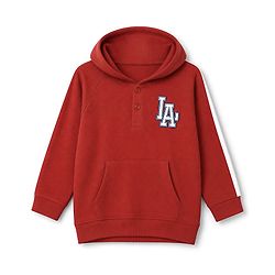 Babyhug 100% Cotton Terry Knit Full Sleeves Hooded T-Shirt & Joggers Set With Varsity Print - Maroon