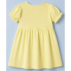 Babyhug Premium Cotton Knit Half Sleeves Frock and Bloomer with Cherry Print in Yellow for 0-3 Months