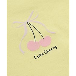 Babyhug Premium Cotton Knit Half Sleeves Frock and Bloomer with Cherry Print in Yellow for 0-3 Months