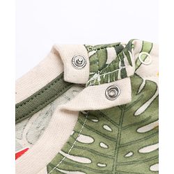 Babyhug 100% Cotton Single Jersey Knit Half Sleeves T-Shirt and Short with Jungle Safari Tiger Print - Olive Green