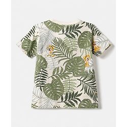 Babyhug 100% Cotton Single Jersey Knit Half Sleeves T-Shirt and Short with Jungle Safari Tiger Print - Olive Green