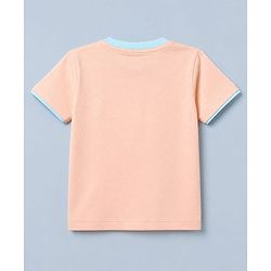 Babyhug 100% Cotton Single Jersey Knit Half Sleeves T-Shirt and Shorts with Giraffe Patch - Peach