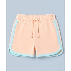 Babyhug 100% Cotton Single Jersey Knit Half Sleeves T-Shirt and Shorts with Giraffe Patch - Peach