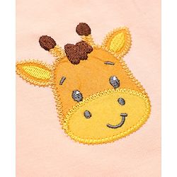 Babyhug 100% Cotton Single Jersey Knit Half Sleeves T-Shirt and Shorts with Giraffe Patch - Peach