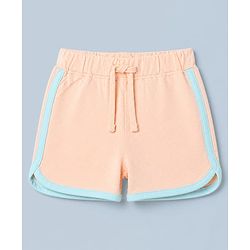 Babyhug 100% Cotton Single Jersey Knit Half Sleeves T-Shirt and Shorts with Giraffe Patch - Peach