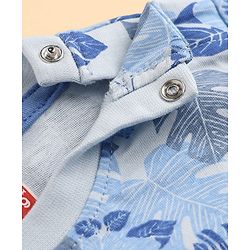 Babyhug 100% Cotton Single Jersey Knit Half Sleeves T-Shirt & Shorts Set With Floral Print - Light Blue