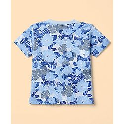 Babyhug 100% Cotton Single Jersey Knit Half Sleeves T-Shirt & Shorts Set With Floral Print - Light Blue